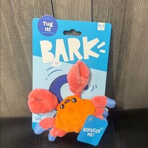 New Barkbox Sally Bitefoot Crab Small Bark Dog Plush Stuffed Crinkle Squeaky Toy